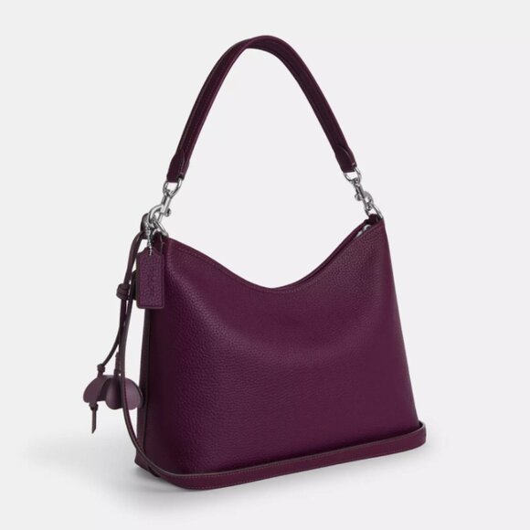 Coach Outlet Laurel Shoulder Bag with Flower Charm CCE35 SVYF2 Plum/Jasmine - Picture 12 of 12
